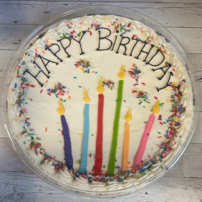 $55- Birthday Candles Chocolate Chip Cookie Cake serves 15-18